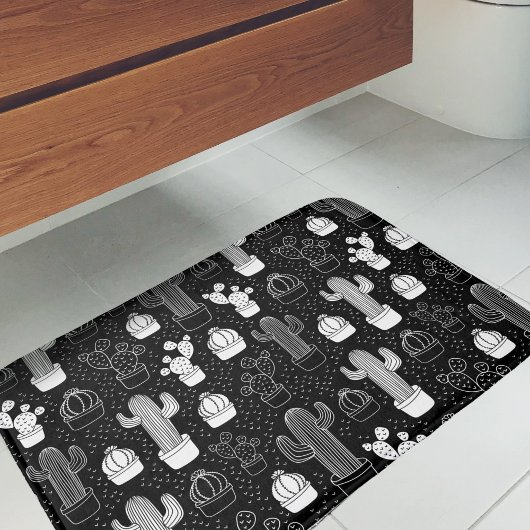 Tapis De Bain Motif de gribouillis noir et blanc