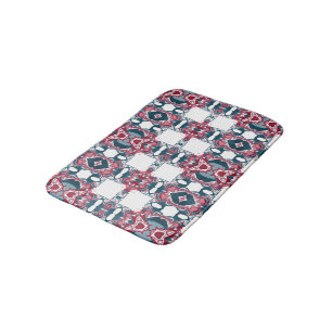 Tapis De Bain Motif de kaléidoscope rouge et bleu