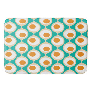 Tapis De Bain Motif de la chaîne de bulles rétro en Turquoise, o