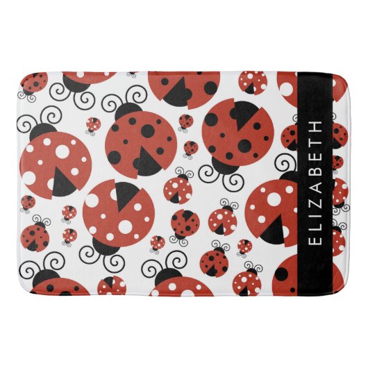 Tapis De Bain Motif De Ladybugs, Red Ladybugs, Votre Nom (Devant)