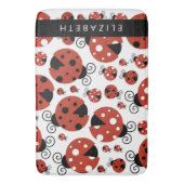 Tapis De Bain Motif De Ladybugs, Red Ladybugs, Votre Nom (devant Vertical)