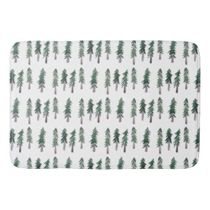 Tapis De Bain Motif de l'aquarelle de la forêt des pins