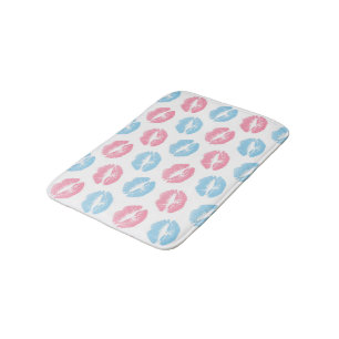 Tapis De Bain Motif de lèvres bleues et roses, Rouge à lèvres, B