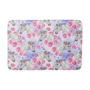 Tapis De Bain Motif de licornes et de roses