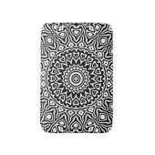 Tapis De Bain Motif de mandala moderne noir et blanc (Devant (Vertical))