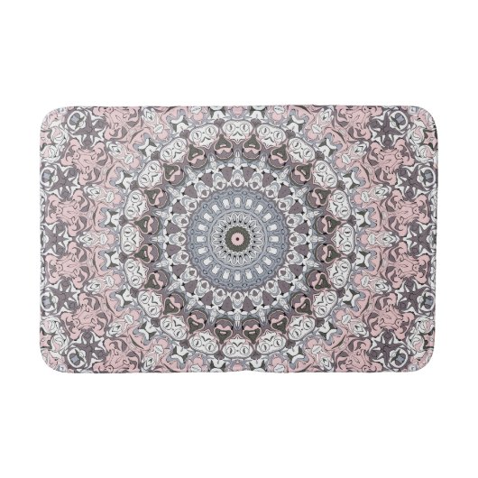 Tapis De Bain Motif de mandala rose et blanc (Devant)