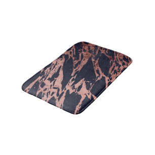 Tapis De Bain Motif de marbre chic moderne rose de bleu marine