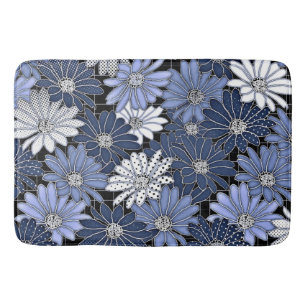 Tapis De Bain Motif de marguerite bleue et blanche