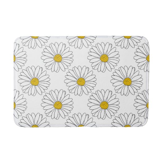 Tapis De Bain Motif de marguerite jaune et blanc (Devant)