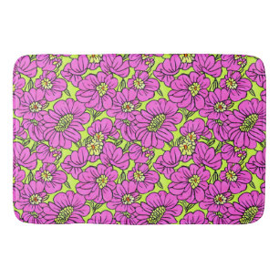 Tapis De Bain Motif de marguerites roses et jaunes