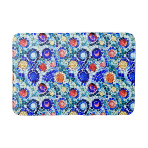 Tapis De Bain Motif de mosaïque multicolore inspiré par Gaudi