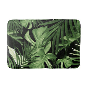 Tapis De Bain Motif de nuit des Feuilles de la jungle tropicale 
