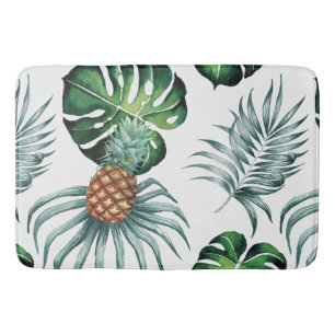 Tapis De Bain Motif de palmier de jungle à l'aquarelle tropicale