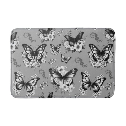 Tapis De Bain Motif de papillon gris (Devant)