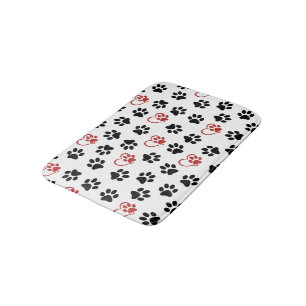 Tapis De Bain Motif De Pâtes, Pâtes Noires, Pâtes Rouges, Coeurs