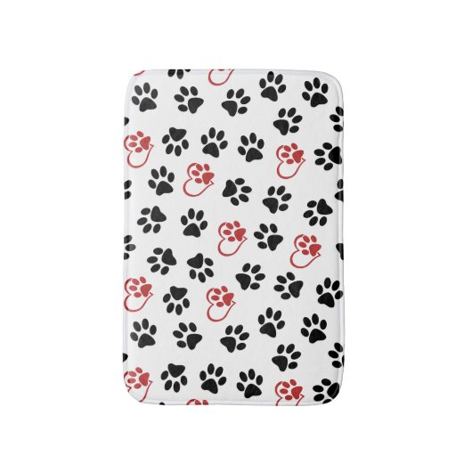 Tapis De Bain Motif De Pâtes, Pâtes Noires, Pâtes Rouges, Coeurs (Devant (Vertical))