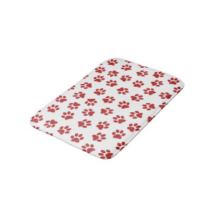 Tapis De Bain Motif de pattes, pattes de chien, pattes rouges
