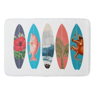 Tapis De Bain Motif de planches de surf colorées rétro