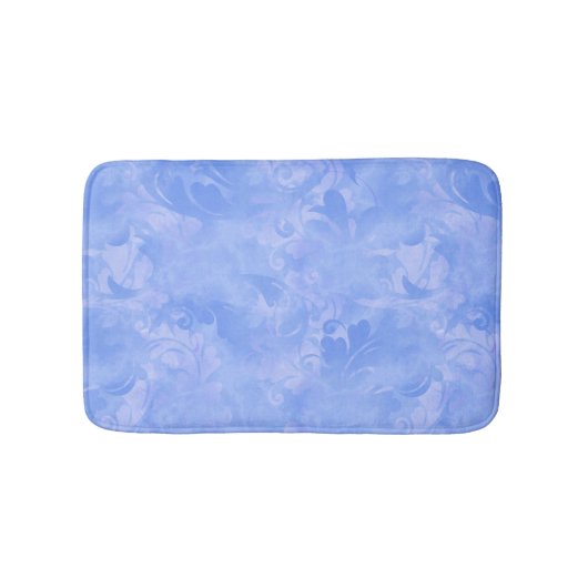 Tapis De Bain Motif de plume Abstrait en bleu périphérique (Devant)