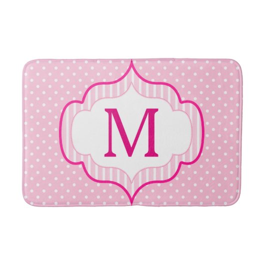 Tapis De Bain Motif de point fait sur commande rose Girly de (Devant)