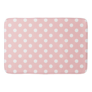 Tapis De Bain Motif de point rose et blanc de polka
