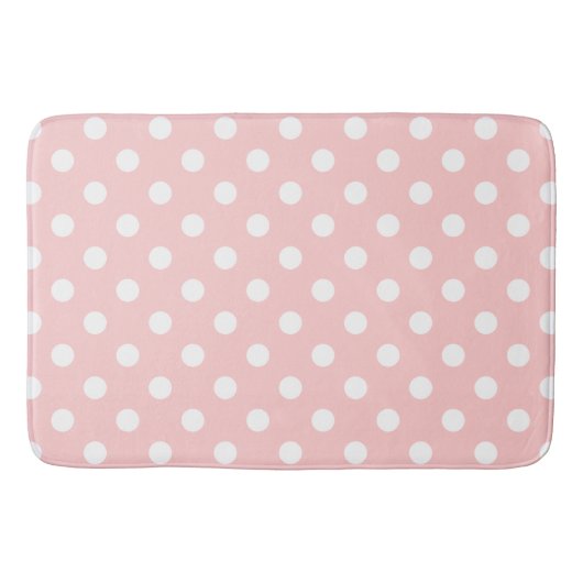 Tapis De Bain Motif de point rose et blanc de polka (Devant)