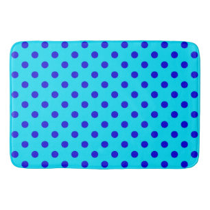 Tapis De Bain Motif de points polka cyan et bleu