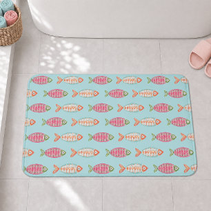 Tapis De Bain Motif de poisson d'été côtier coloré