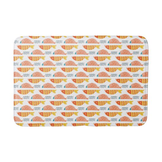 Tapis De Bain Motif de poissons de natation d'art populaire (Devant)