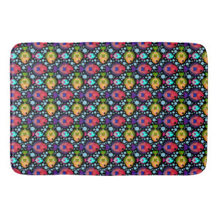 Tapis De Bain Motif de poissons tropicaux colorés sur fond noir