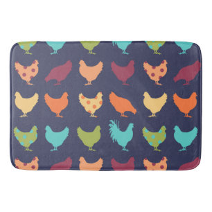 Tapis De Bain Motif de poulet multicolore funky