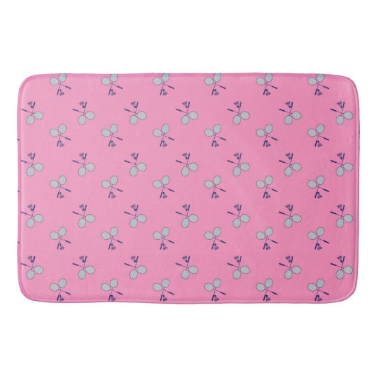 Tapis De Bain Motif de raquette de Badminton rose (Devant)