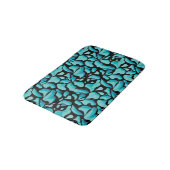 Tapis De Bain Motif de répétition feuille bleue (Angle)