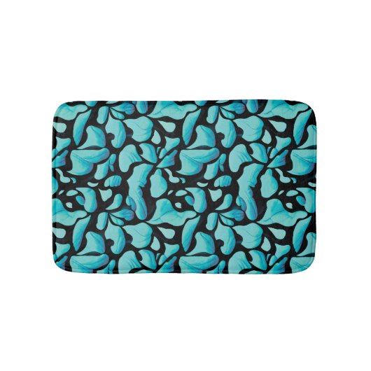 Tapis De Bain Motif de répétition feuille bleue (Devant)