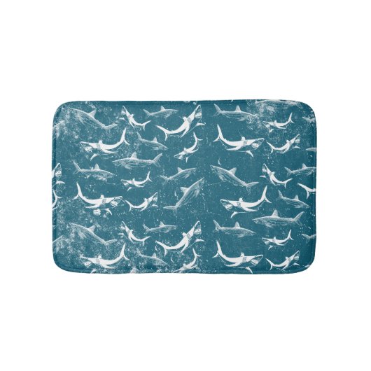 Tapis De Bain Motif de requins bleus en détresse (Devant)