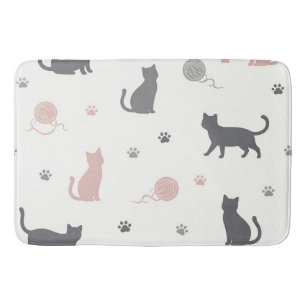 Tapis De Bain Motif de silhouette de chat et de fil fantaisiste