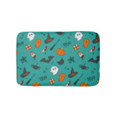 Tapis De Bain Motif de style plat Halloween Turquoise. (Devant)