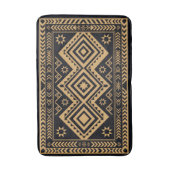 Tapis De Bain Motif de surface abstrait boho or noir (Devant (Vertical))