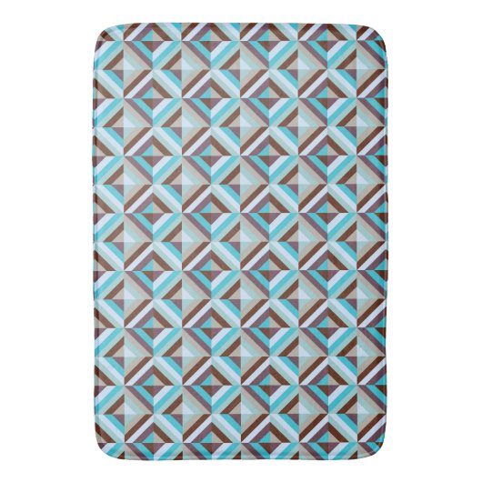 Tapis De Bain Motif de surface composée bleu et Brown (devant Vertical)