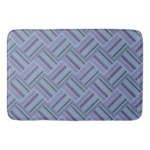 Tapis De Bain Motif de tissage en diagonale gris bleu