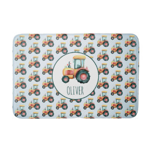 Tapis De Bain Motif de tracteur jaune mignon personnalisé