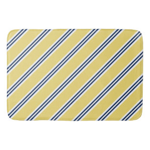 Tapis De Bain Motif de très bon goût jaune et bleu de rayures