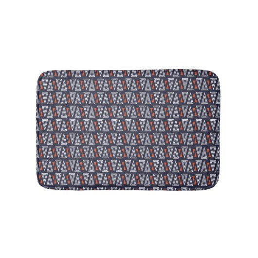 Tapis De Bain Motif de triangles géométriques bleu foncé et roug (Devant)