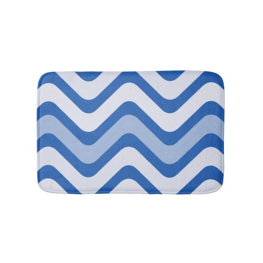 Tapis De Bain Motif de vague bleu et blanc (Devant)