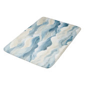 Tapis De Bain Motif de vague bleu et blanc paisible (Angle)
