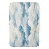 Tapis De Bain Motif de vague bleu et blanc paisible (devant Vertical)