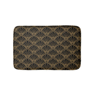 Tapis De Bain Motif de ventilateur Art déco noir et or