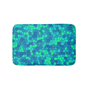 Tapis De Bain Motif de vitrail sarcelle vert cyan bleu