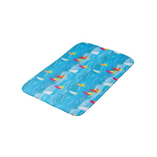 Tapis De Bain Motif de yacht Neon (Angle)