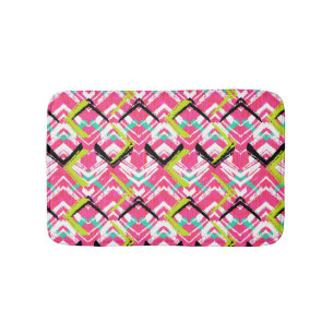 Tapis De Bain Motif de zigzag rose tiré par la main